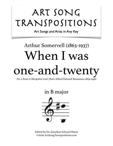 Free Sheet Music When I Was One And Twenty Transposed To B Major