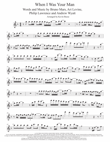 When I Was Your Man Flute Sheet Music