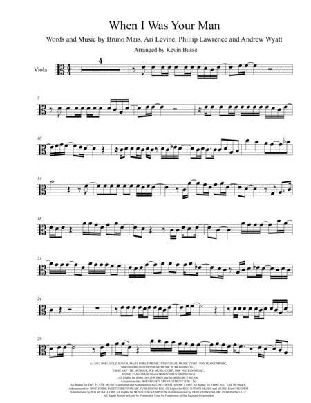 When I Was Your Man Original Key Viola Sheet Music