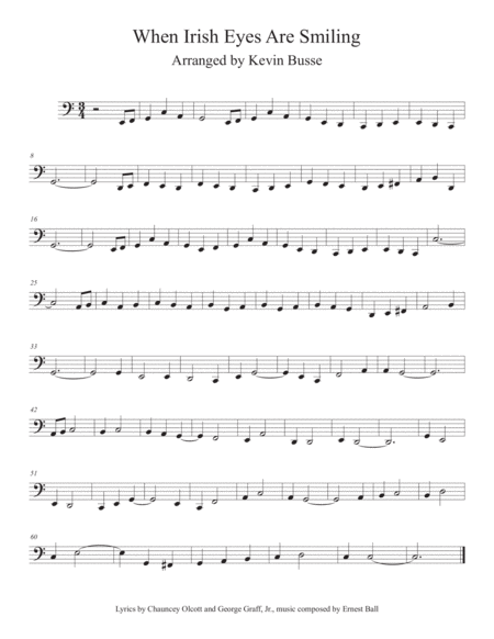 When Irish Eyes Are Smiling Easy Key Of C Tuba Sheet Music