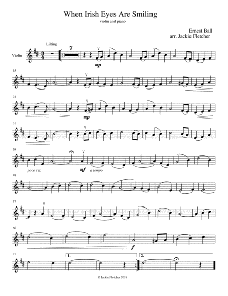 When Irish Eyes Are Smiling Violin And Piano Sheet Music