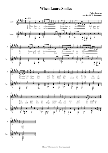 Free Sheet Music When Laura Smiles E Major Version