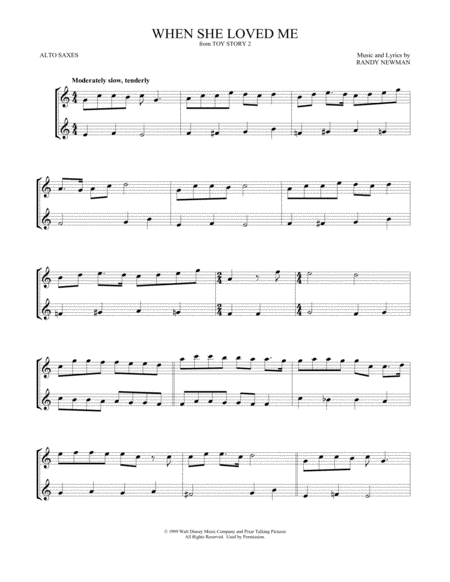 Free Sheet Music When She Loved Me From Toy Story 2