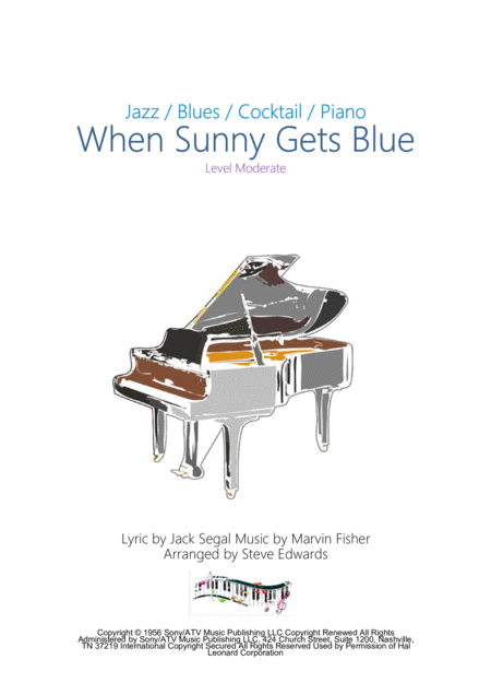 When Sunny Gets Blue Moderate Piano Solo Sheet Music