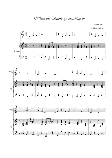 Free Sheet Music When The Saint Go Marching In Violin And Piano