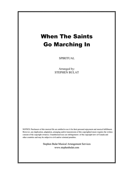 When The Saints Go Marching In Louis Armstrong Lead Sheet Key Of F Sheet Music