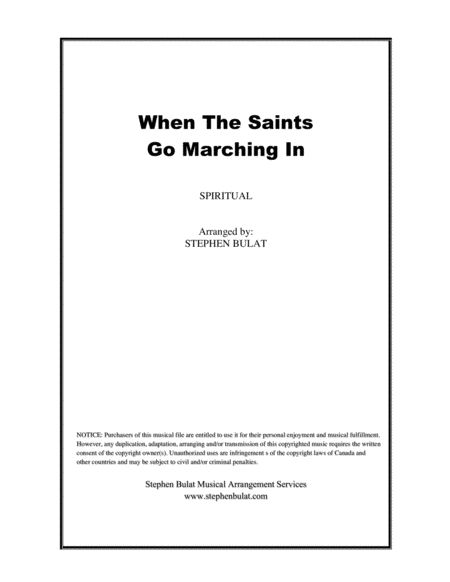 Free Sheet Music When The Saints Go Marching In Louis Armstrong Lead Sheet Key Of G