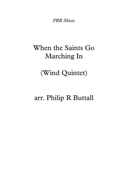 Free Sheet Music When The Saints Go Marching In Wind Quintet Score