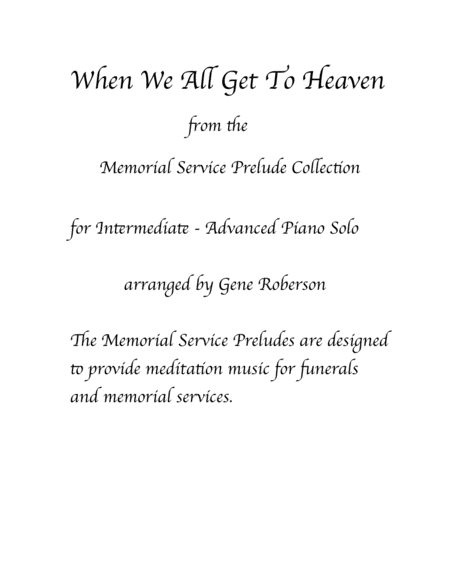 When We All Get To Heaven Piano Solo Memorial Collection Sheet Music