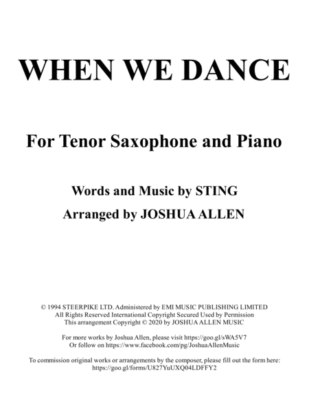 When We Dance Sheet Music