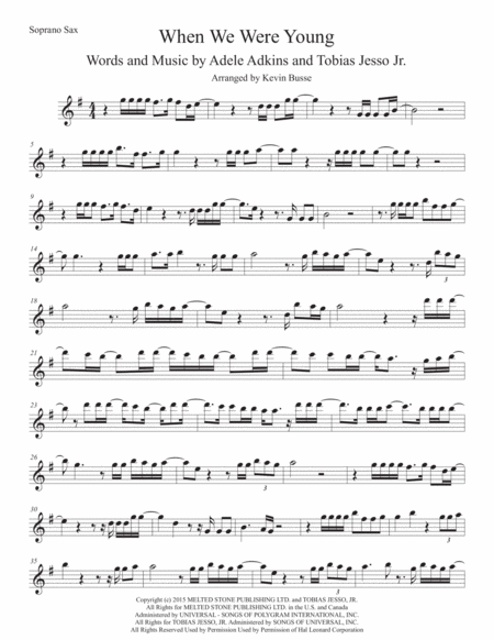 When We Were Young Soprano Sax Sheet Music