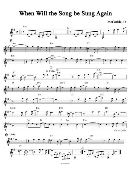 When Will The Song Be Sung Again Sheet Music