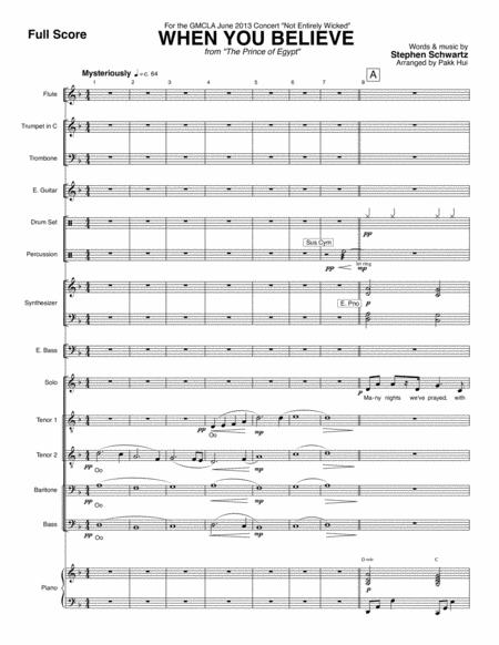 When You Believe From The Prince Of Egypt Conductor Score And Band Parts Sheet Music