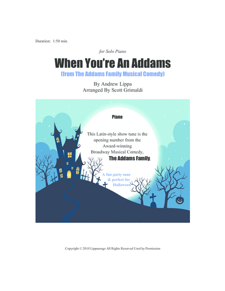 Free Sheet Music When You Re An Addams For Solo Piano