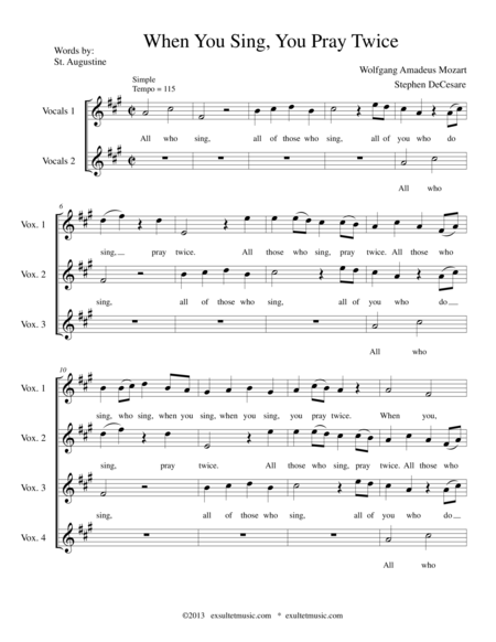 When You Sing You Pray Twice Sheet Music