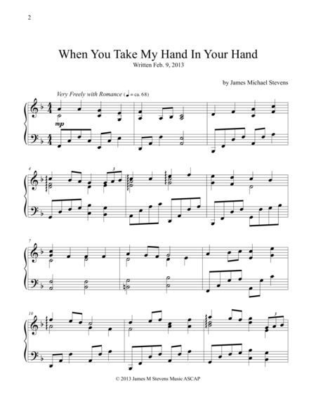 When You Take My Hand In Your Hand Sheet Music