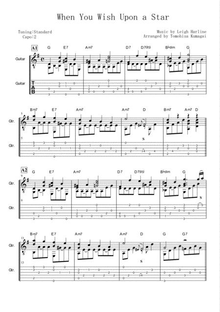 When You Wish Upon A Star From Pinocchio Fingerstyle Guitar Sheet Music