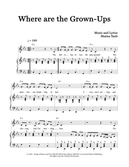 Free Sheet Music Where Are The Grown Ups