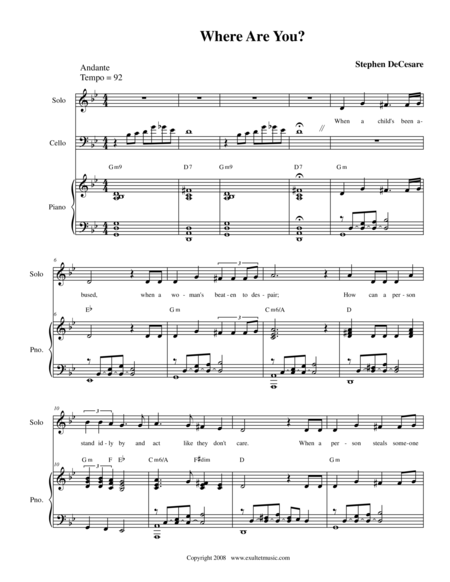 Free Sheet Music Where Are You