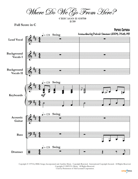 Where Do We Go From Here Chicago Complete Score Sheet Music