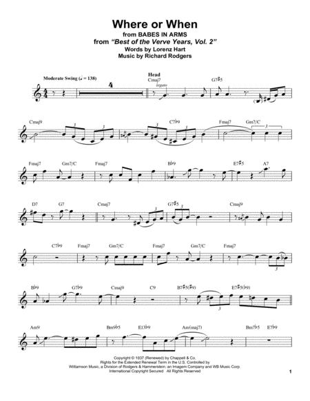 Where Or When From Babes In Arms Sheet Music