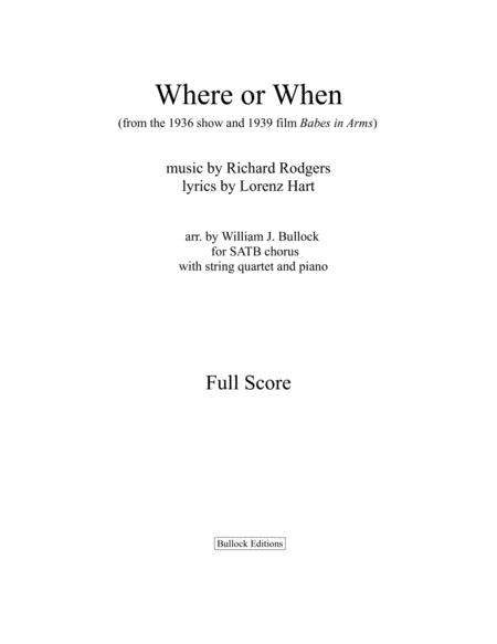 Free Sheet Music Where Or When Full Score Parts