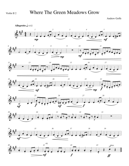 Where The Green Meadows Grow Violin 2 2 Part Sheet Music