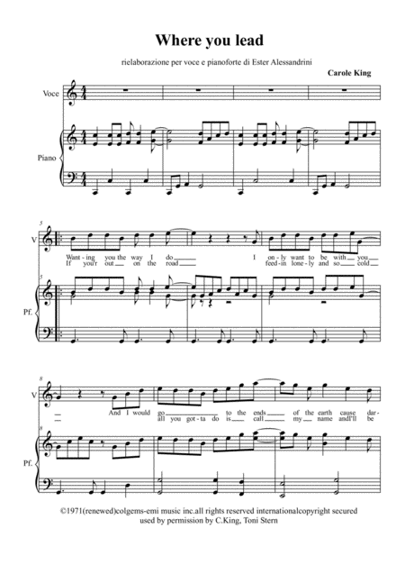 Where You Lead Voice And Piano Sheet Music