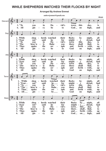 While Shepherds Watched Their Flocks With Descant Sheet Music