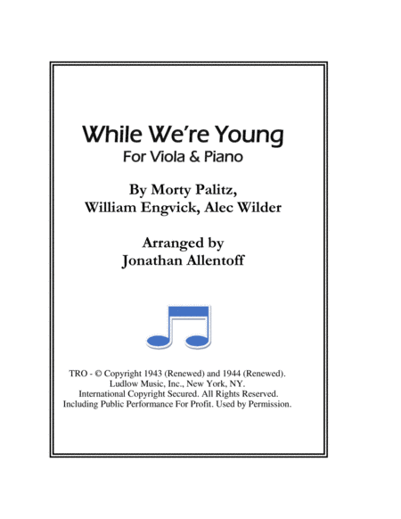 While We Re Young For Viola Piano Sheet Music