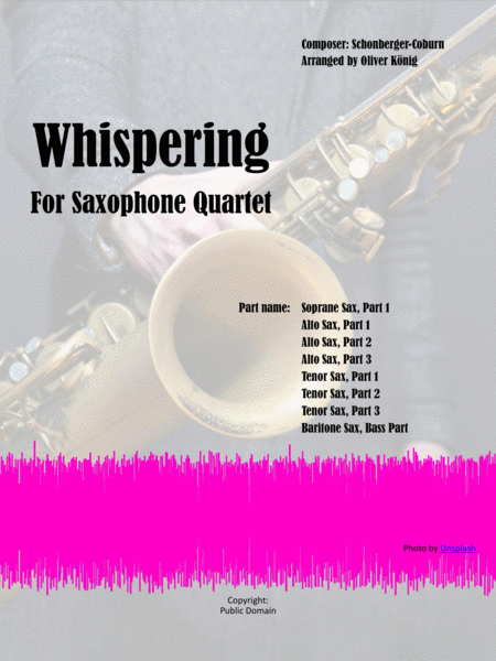 Free Sheet Music Whispering For Saxophone Quartet