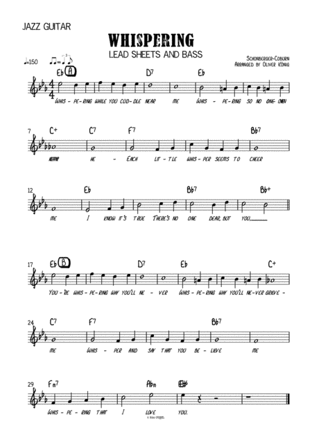 Free Sheet Music Whispering Lyrics And Chords