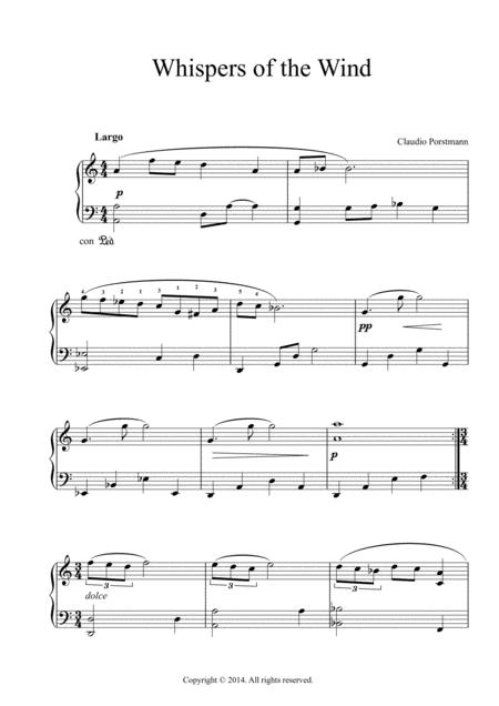 Whispers Of The Wind Romantic Piano Solo Sheet Music