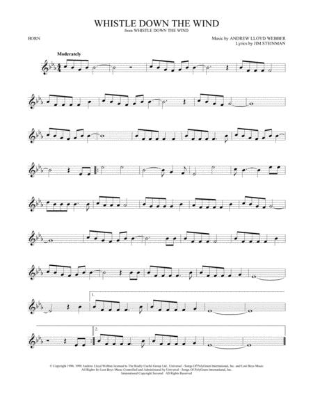 Free Sheet Music Whistle Down The Wind