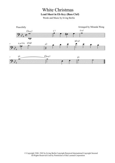 White Christmas Cello Solo In Eb With Chords Sheet Music