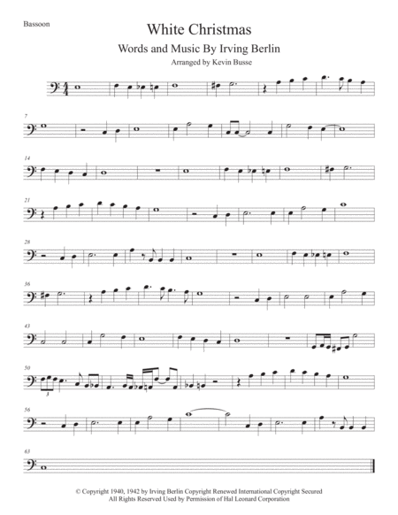 White Christmas Easy Key Of C Bassoon Sheet Music