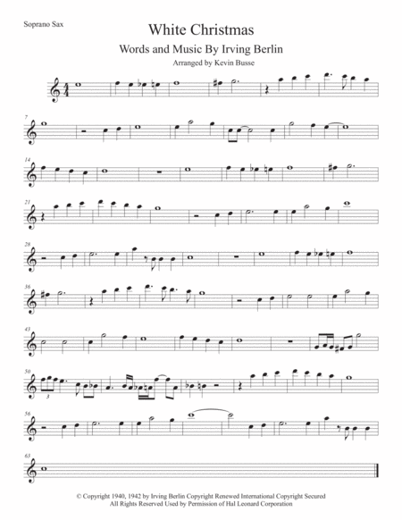 Free Sheet Music White Christmas Easy Key Of C Soprano Sax