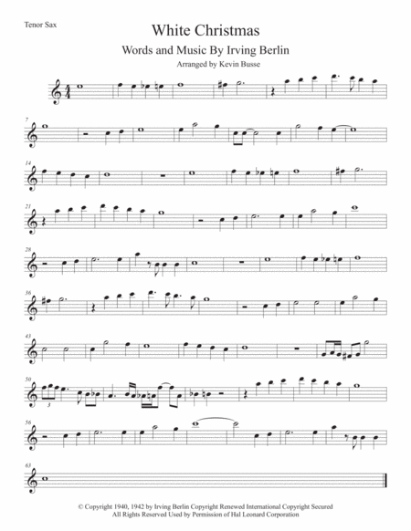 White Christmas Easy Key Of C Tenor Sax Sheet Music