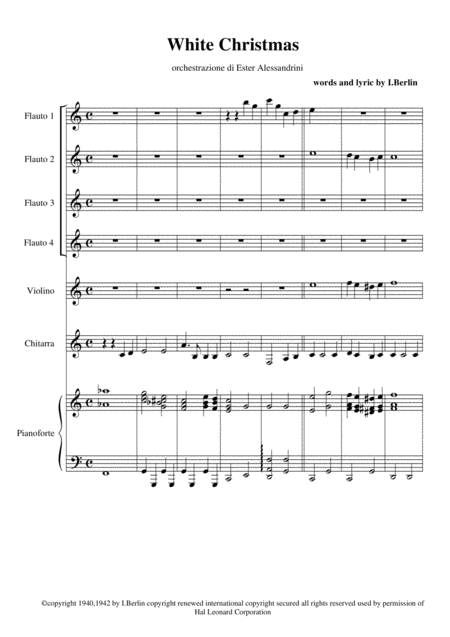 Free Sheet Music White Christmas For 4 Flute And Little Ensamble