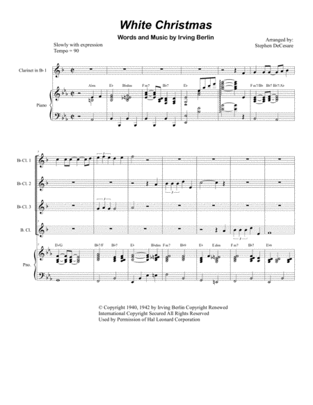 White Christmas For Clarinet Choir Sheet Music