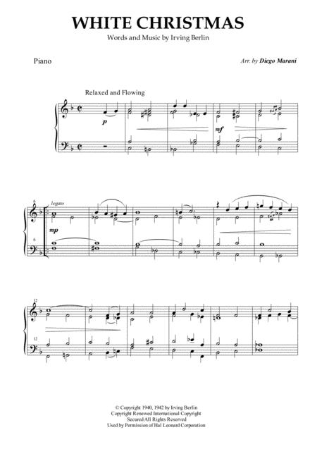 White Christmas For Piano Sheet Music