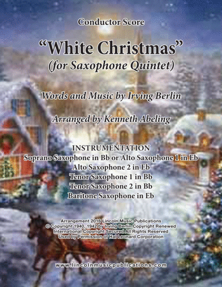 Free Sheet Music White Christmas For Saxophone Quintet Sattb Or Aattb