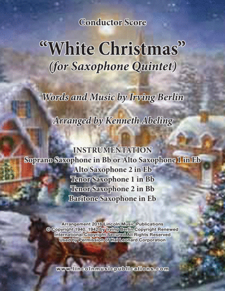 White Christmas For Saxophone Quintet Sattb Or Aattb Sheet Music