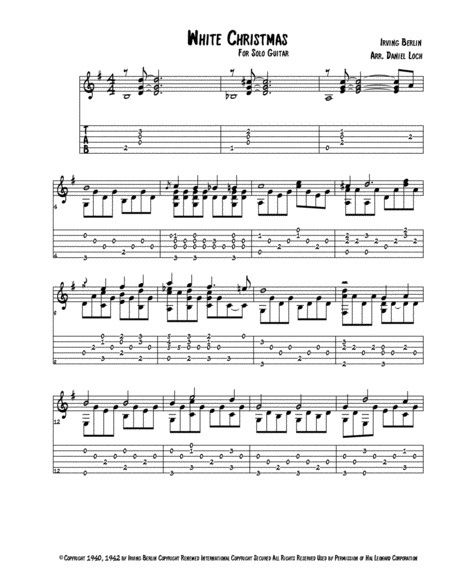 Free Sheet Music White Christmas For Solo Guitar