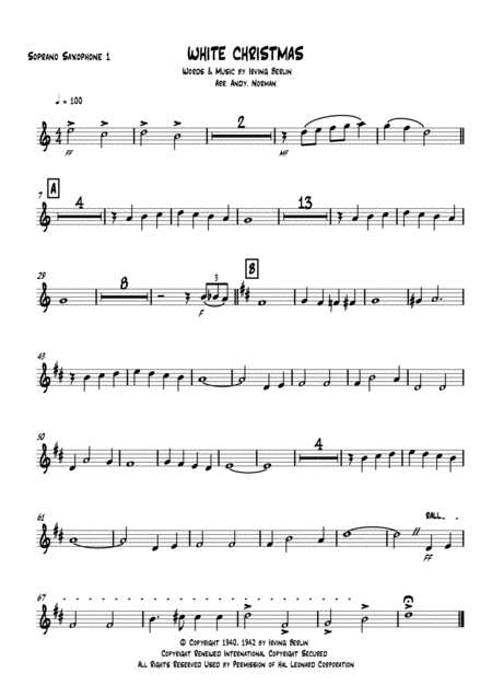 White Christmas Saxophone Quintet Sheet Music