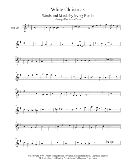 White Christmas Tenor Sax Sheet Music