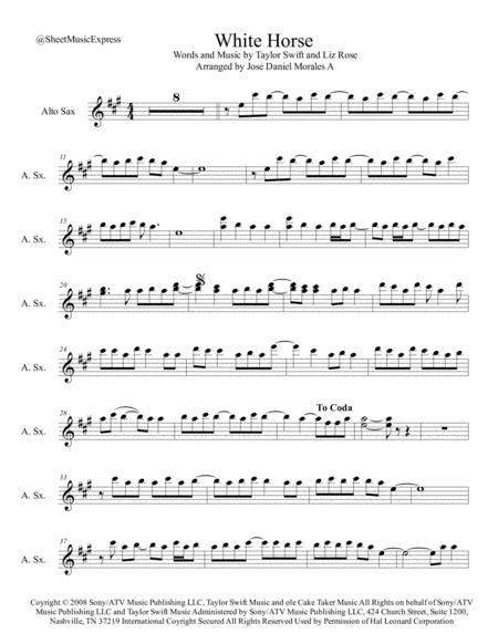 White Horse For Alto Sax Sheet Music