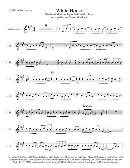 White Horse For Baritone Sax Sheet Music