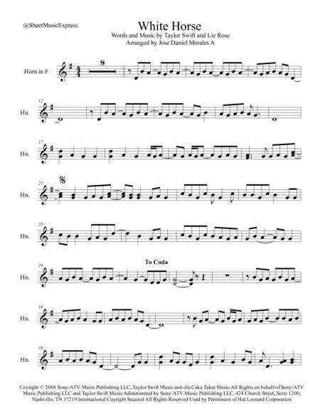 White Horse For Horn In F Sheet Music