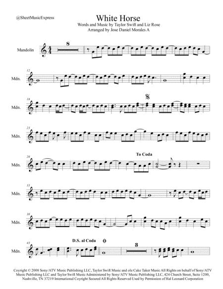 Free Sheet Music White Horse For Mandolin